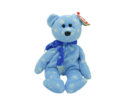 Ty Beanie Baby 1999 Holiday Teddy Blue Snowflake Bear Plush Toy Collectible 8" - $3.97