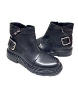 MIZ MOOZ   LEATHER  BOOTS BUCKLE  BACK ZIPPER BLACK  37EU / 7US NEW # Z-53 - $59.95