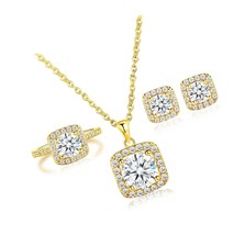 Jewelry Set for Women, 18K Gold Plated Halo Cubic of - £54.36 GBP