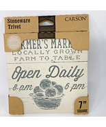 Stoneware Trivet 7 in Square Farmers Market Open Daily Farm to Table NEW - £5.48 GBP