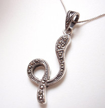 Marcasite Snake 925 Sterling Silver Necklace - £25.17 GBP