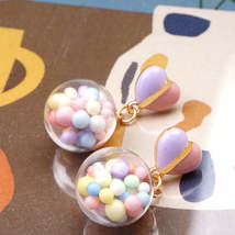 925 Silver Needle Candy Color Crystal Glass Ball Love Heart Earrings - $20.08