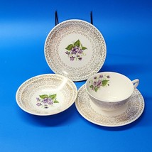 Vintage Cunningham &amp; Pickett Spring Violet 4-piece Tea Set With 22KT Gold Inlay - £28.12 GBP