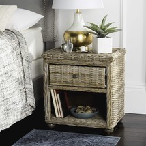 Safavieh Home Collection Lagos Natural Grey Wicker 1-Drawer Nightstand - $282.99