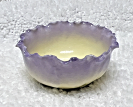Sweet Purple Yellow Flower Ruffled Top Bone China Open Salt Dip 1 3/4W x... - $14.36