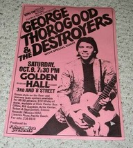 George Thorogood Concert Poster Golden Hall San Diego Vintage 1980&#39;s Promo - $124.99