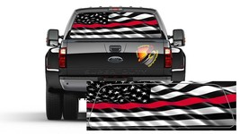 American Flag Thin Red Line Firefighter  Rear Window Perforated Graphic ... - £40.12 GBP