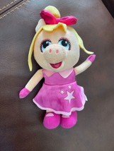 Disney Muppets Miss piggy plush 10 in Pink Dress Pink Bow Lovey Stuffed Animal - £5.32 GBP