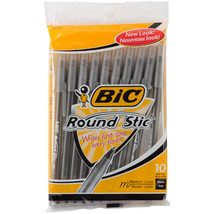 BIC Round Stic Medium Ballpoint Pens 10/Pkg Black - $14.97