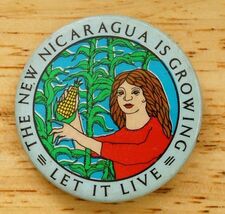 Vintage Pin Button The New Nicaragua Is Growing Let It Live 1980s Latin ... - $12.86