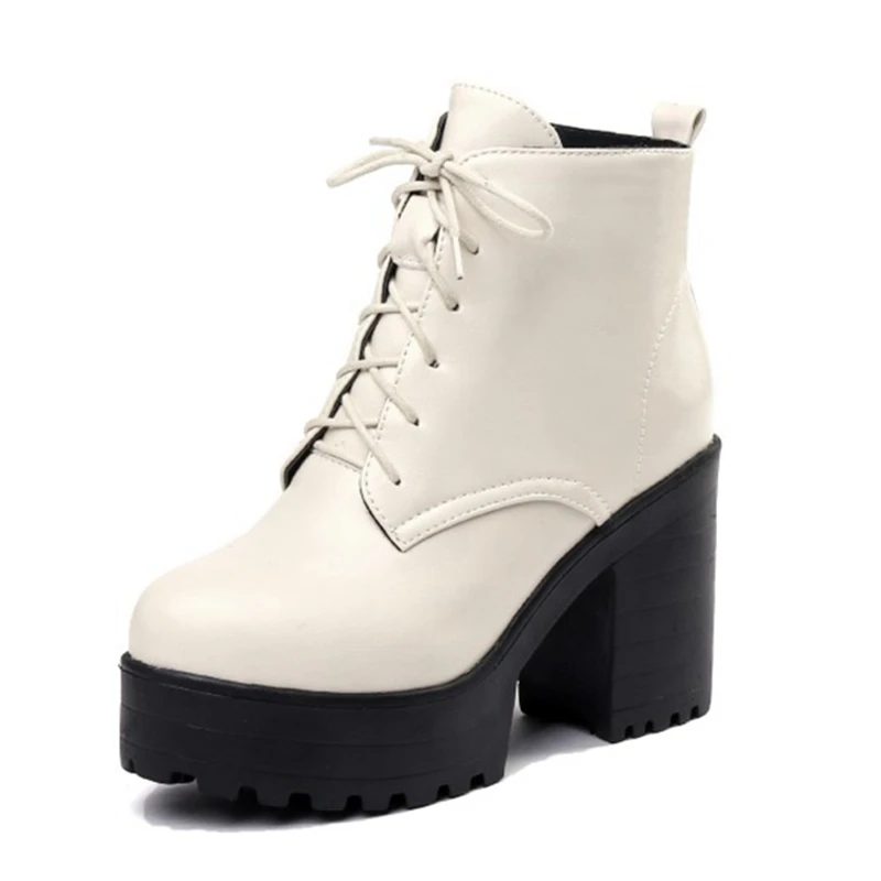 REAVE CAT New 2024 Women Ankle Boots Round Toe 9cm Block Heels -Up Platform Zip  - £207.97 GBP