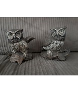 Beautiful Pair Of  Homco Brown &amp; White Owl Figurines 1114 - £14.88 GBP