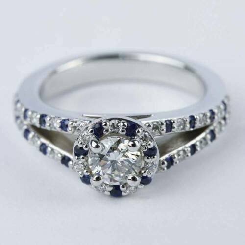 Halo Engagement Ring 2.30Ct White Round Simulated Diamond 14k White Gold Size 6 - $276.49
