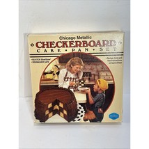 Vintage 1980 Chicago Metallic Checkerboard Cake Pan Set in Original Box - $8.90