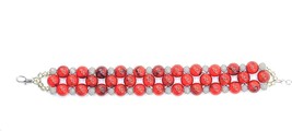 Handmade Bracelet-Red &amp; Gray Bracelet-Adjustable Bracelet-Classy Red Bracelet - £11.99 GBP