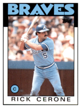 1986 Topps Rick Cerone   Atlanta Braves Baseball Card DPT1D - £0.77 GBP