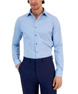 Alfani Men&#39;s Slim Fit Stain Resistant Puzzle Print Dress Shirt Blue B4HP - $20.54 CAD