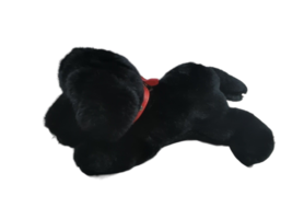Aurora black lab Labrador plush puppy dog  red studded collar floppy beanbag 12" - $12.86