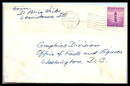 1942 US Cover - Lewistown, Illinois to Washington DC L10 - £2.35 GBP