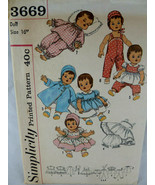 Vtg Simplicity 3669 Pattern Wardrobe 16&quot; Betsy Wetsy Tiny Tears Barbara ... - $9.67 CAD