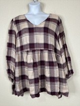 Lane Bryant V-neck Blouse Purple Plaid 3/4 Sleeve Womens Plus Size 26/28P (3XP) - £13.97 GBP