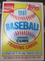 Enjoy Coca-Cola Topps 1981 Chicago Cubs set of 11 Trading Cards - £3.11 GBP