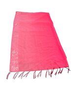 Rima Pink Ombré Terivoile Scarf Jacquard Animal Border Tassel Fringe Oversized - $25.20