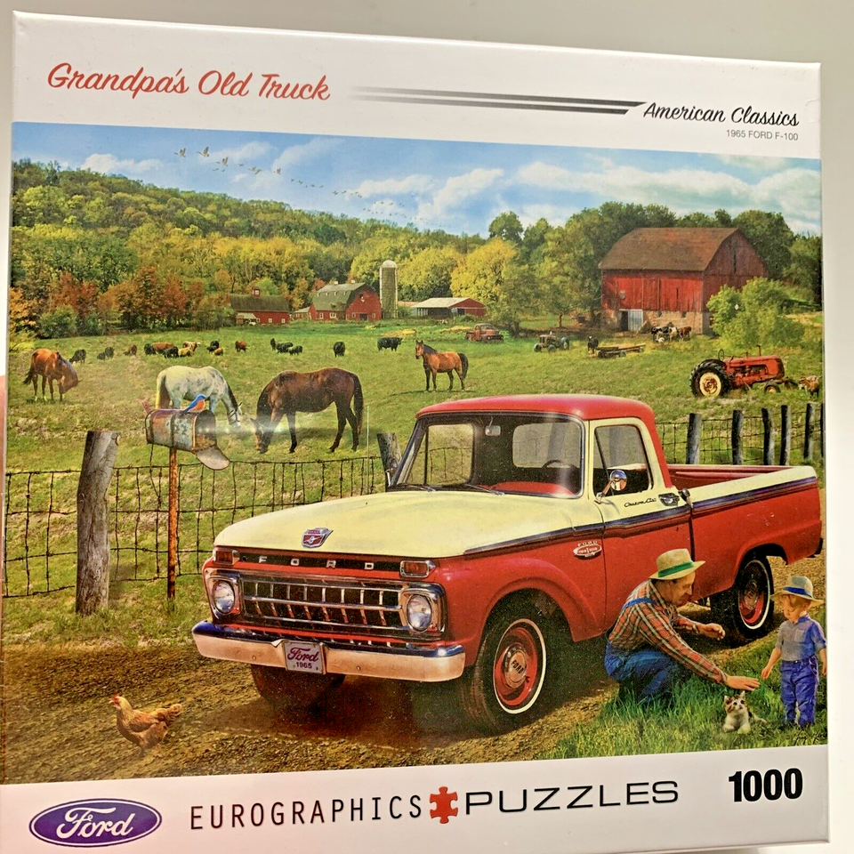1965 Ford Pickup Red Truck Puzzle 1000 PC Jigsaw Grandpas Old Farm Barn NEW - $18.00