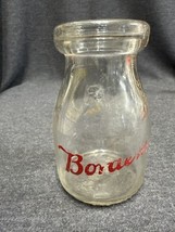 Vintage Borden&#39;s Dairy One Half Pint Glass Milk Jar Bottle  Red Embossed - £15.92 GBP