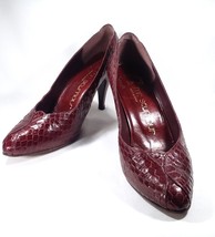 Vintage Stuart Weitzman For Mr Seymour Women Heels Burgundy Snakeskin Size 8.5 - £33.56 GBP