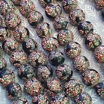 Vintage vene beads unique pattern glass beaded strand necklace 18-19mmGift - $876.38 MXN