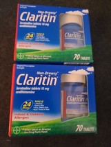 2 Claritin 24 Hour Non Drowsy Allergy Tablet, 70 Count (K12) - £27.46 GBP