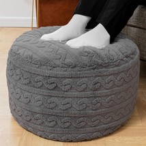 Comfy 20X20X12-Inch Round Stuffed Pouf Ottoman With Filler—A Grey Pouf With - $989.16 MXN