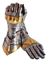 Medieval Gauntlet Brass Gloves Pair Knight Crusader Armor Steel Gloves item new - £112.05 GBP