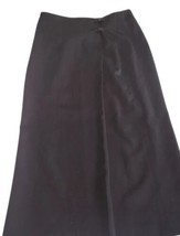 Vtg Lauren Ralph Lauren Pet Wool Blend Midi Wrap Skirt Size 10P Black Lined Cord - £48.56 GBP
