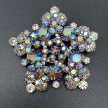 Juliana D &amp; E Delizza Elster Clear &amp; Blue AB Rhinestone Layered 3D Brooch Pin - £98.37 GBP
