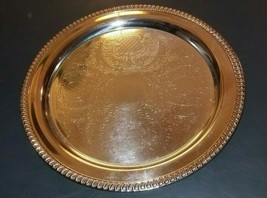Vintage Leonard Silverplate Serving Platter 15&quot; Reticulated with Scrollwork - $44.99