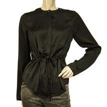 Tigha Black Drawstring waist Button Shirt Long Sleeve Blouse Top size S - $58.41