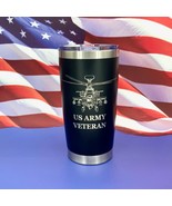 US Army Veteran with Helicopter Engraved Tumbler Cup Water Bottle Travel... - £19.19 GBP