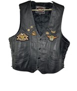 River Road Size 50 Side Laced Motorcycle Riding Black LEATHER Biker Vest - $51.31