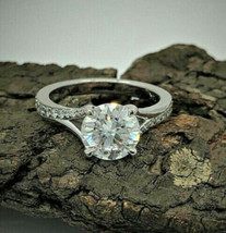 Round Cut 2.15Ct Moissanite 14k White Gold Finish Engagement Ring in Size 7.5 - £116.66 GBP