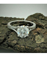Round Cut 2.15Ct Moissanite 14k White Gold Finish Engagement Ring in Siz... - £118.99 GBP