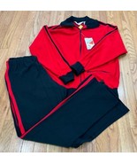 VTG Sports In Motion Red Black Track Suit Sweat Shirt Pants Full Zip NOS... - $39.59