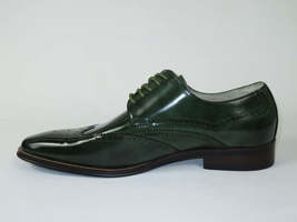 Men's Giovanni Shoes High Quality Leather Wing Tip Derby LINCOLN Green image 4
