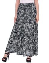 Womens skirt with elastic waist cotton print 36&quot; Free size Flora MA - £26.85 GBP