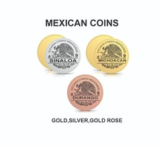 MONEDA STADOS DE MEXICO, DORADO,PLATA,GOLD ROSE,COIN,CUSTOM - $184.69 MXN
