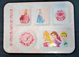 Disney Princess Divided Plastic Plate Tray Cinderella Belle Aurora Child's Plate - $12.19