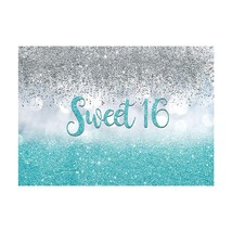 Sweet 16 Silver Blue Bokeh G Backdrop 7X5Ft For Girls Happy 16Th Birthday Party  - £15.68 GBP
