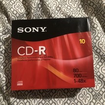 Sony CD R 80 Minute 10 Pack With Case 700MB 1-48X - £20.90 GBP