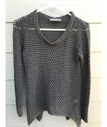 Womens Crochet Knit Fishnet Sweater S Black Pullover Wings Y2k 90s Almos... - £16.59 GBP